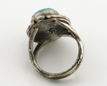 Navajo Ring .925 Silver Blue Turquoise Artist Signed Gecko C.1980's
