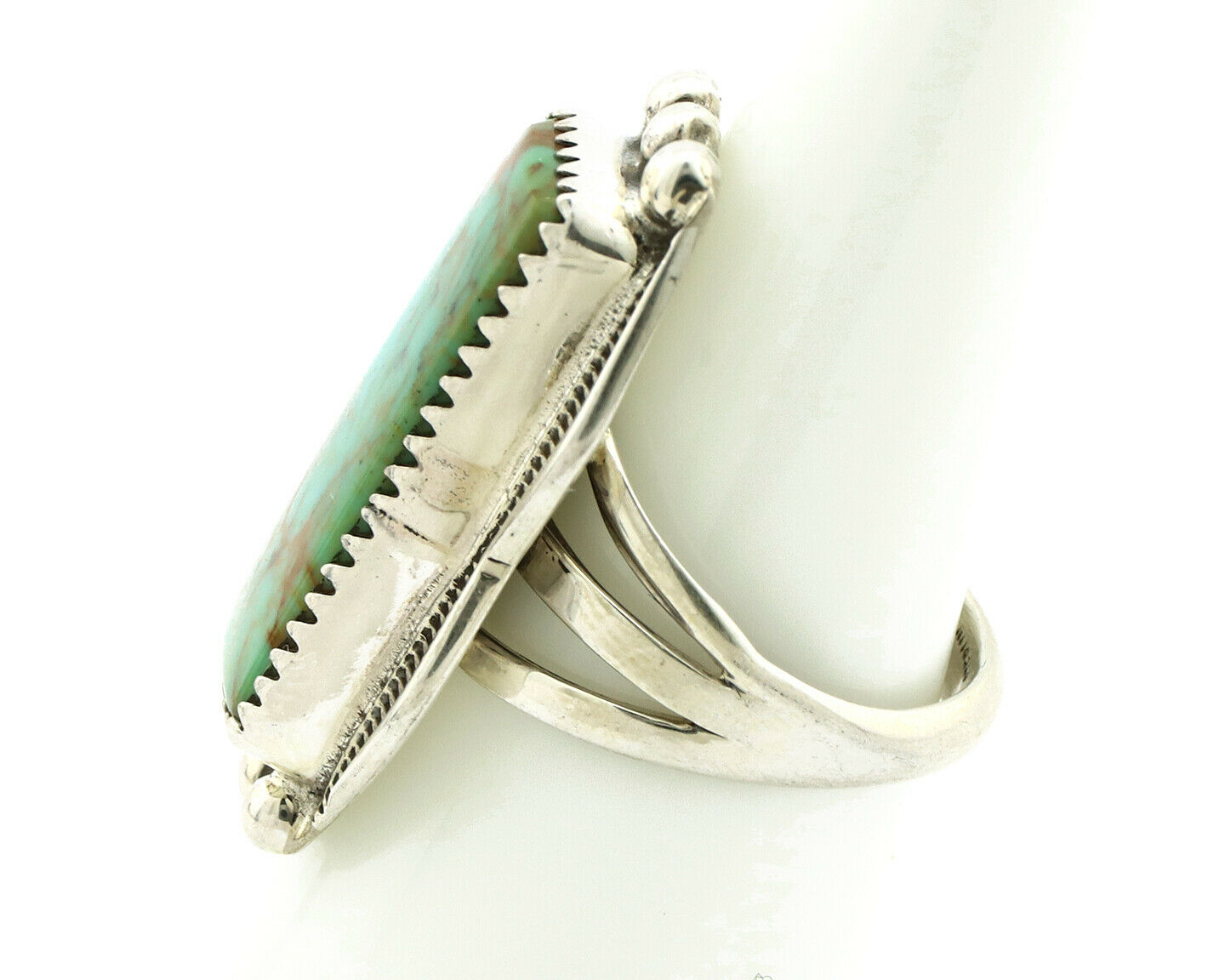 Navajo Ring .925 Silver Natural Aqua Turquoise Signed Apache C.80's