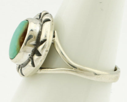 Navajo Ring .925 Silver Kingman Turquoise Artist Signed Gecko C.90's