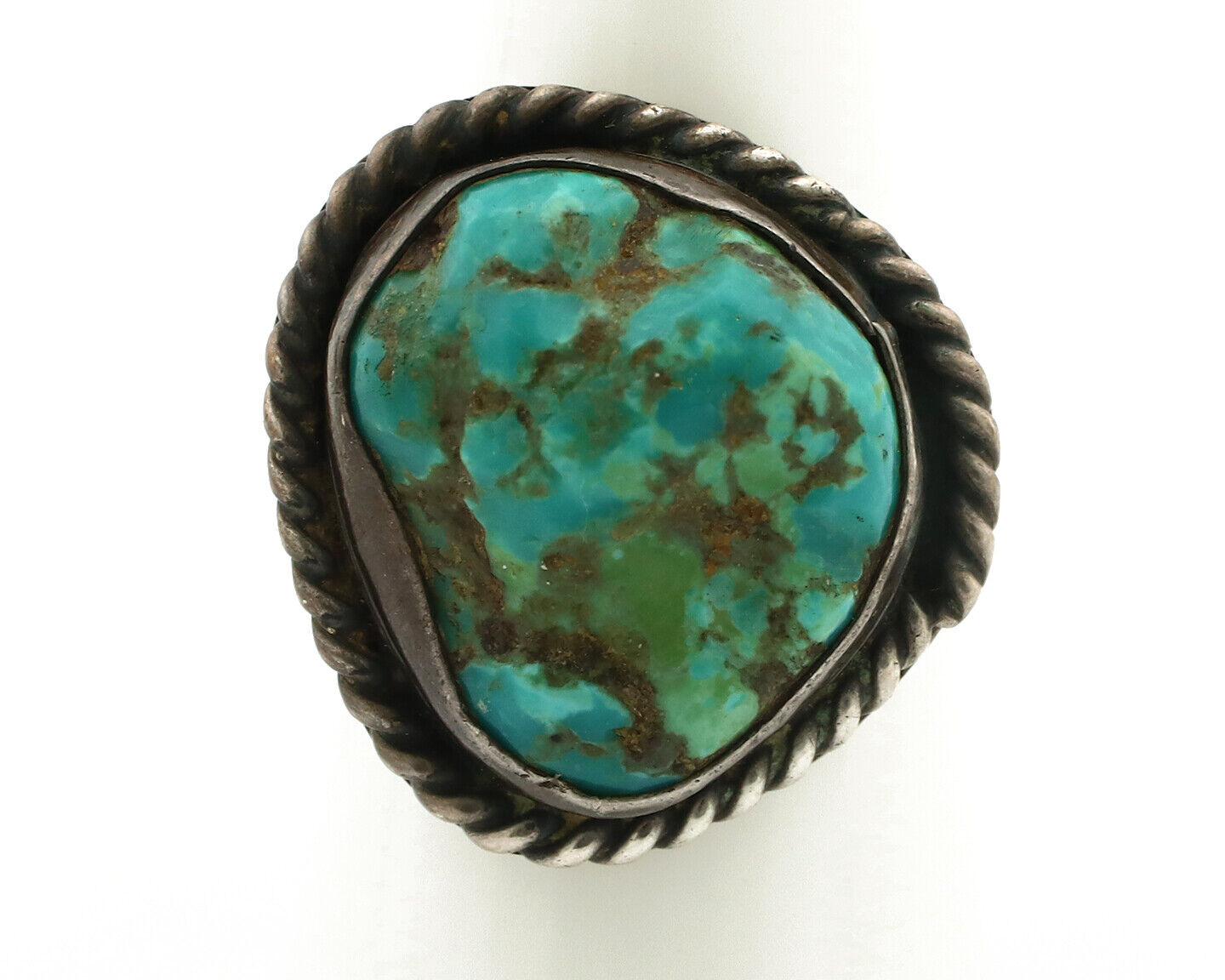 Navajo Ring 925 Silver Seafoam Turquoise Native American Artist C.1980's