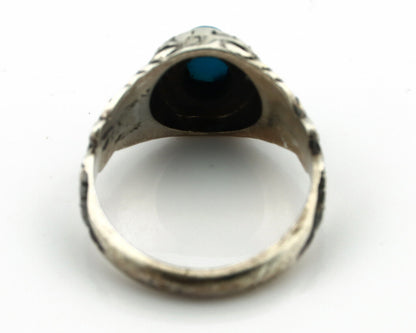 Navajo Ring .925 Silver Natural Blue Turquoise Native American Artist C.80's