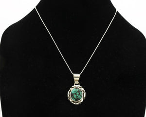 Navajo Necklace .925 Silver Spiderweb Turquoise Signed Sun C.80's