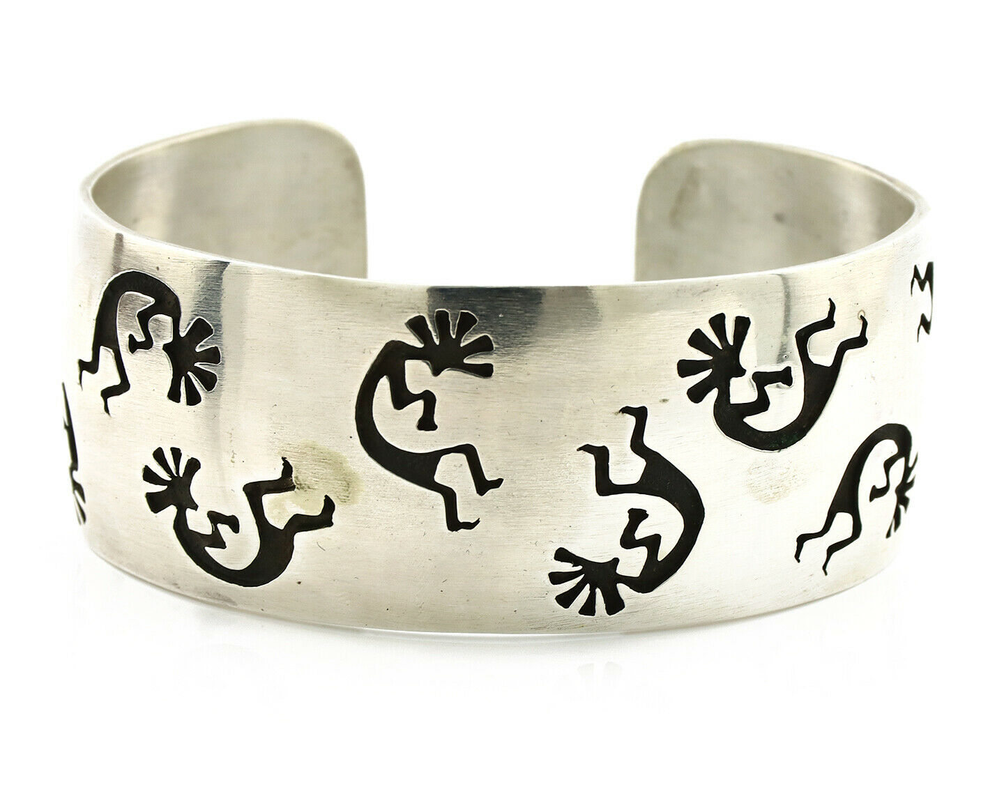 Navajo Bracelet .925 Silver Overlay Kokopelli Signed Artist YM C.80's