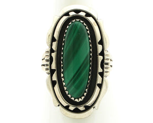 Navajo Ring 925 Silver Natural Malachite Artist Signed William Denetdale C.80's