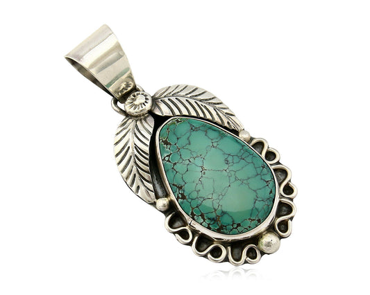 Navajo Pendant .925 Silver Spiderweb Turquoise Native American C.80's