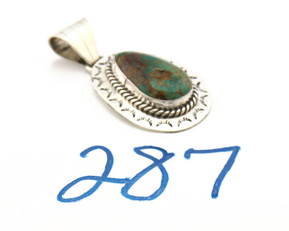 Navajo Pendant .925 Silver Royston Turquoise Signed Artist BC C.80's