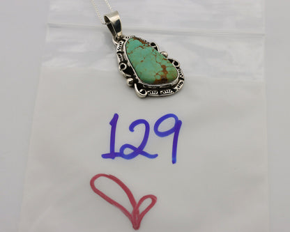 Navajo Necklace .925 Silver Kingman Turquoise Native American Signed C.1980's