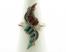 Zuni Ring 925 Silver Turquoise & Coral Handmade Native American Artist C.1980's