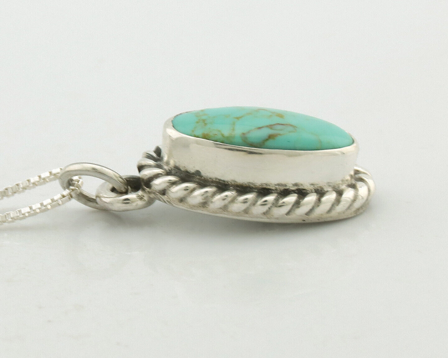 Navajo Necklace .925 Silver Arizona Turquoise Signed Gecko C.1980's