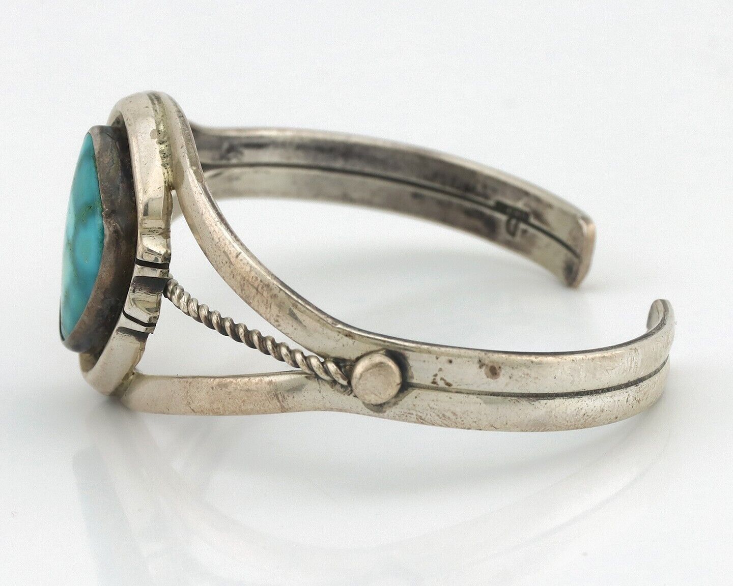 Women Navajo Bracelet 925 Silver Blue Gem Turquoise Signed Philip Zachary C.80's