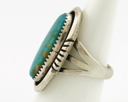 Navajo Ring .925 Silver Nevada Turquoise Native American Artist C.1980's