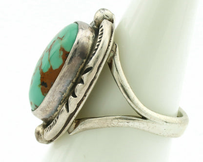 Navajo Ring .925 Silver Kingman Turquoise Artist Signed Gecko C.1980's