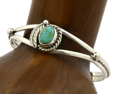 Navajo Bracelet .925 Silver Turquoise Mountain Signed Calvin Peterson C.80's