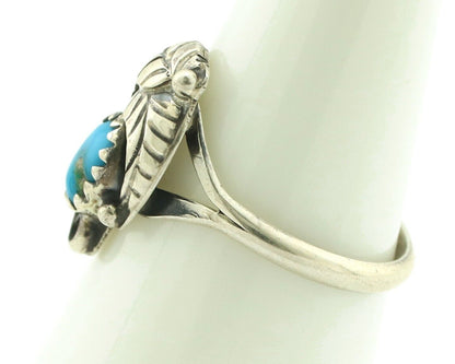 Navajo Ring .925 Silver Blue Gem Turquoise Native American Artist C.80's