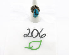 Navajo Ring 925 Silver Sleeping Beauty Turquoise Artist Signed Morris C.80's