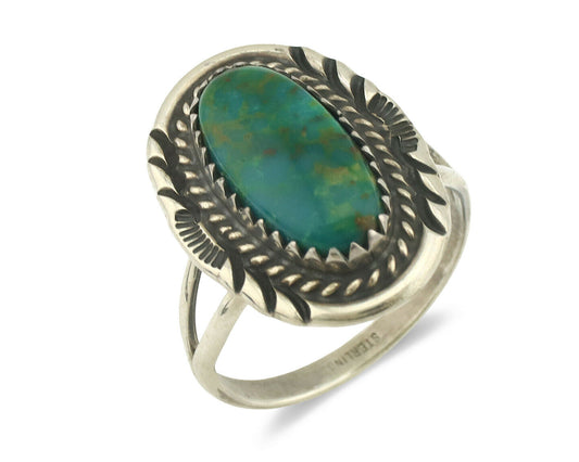Navajo Ring .925 Silver Natural Turquoise Native American Artist C.1980's