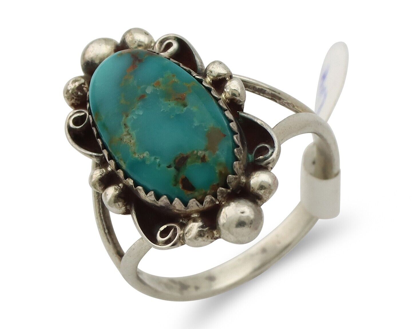 Navajo Ring .925 Silver Blue Gem Turquoise Artist Signed Billy Eagle C.80's