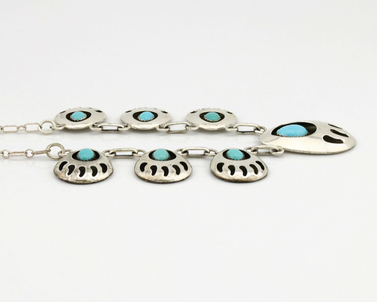 Navajo Necklace .925 Silver Sleeping Beauty Turquoise Native American C.80's