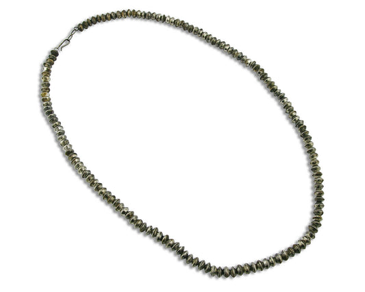 Old Navajo Handmade Bead Necklace 8-8.2mm Wide 28 in Long .925 Silver