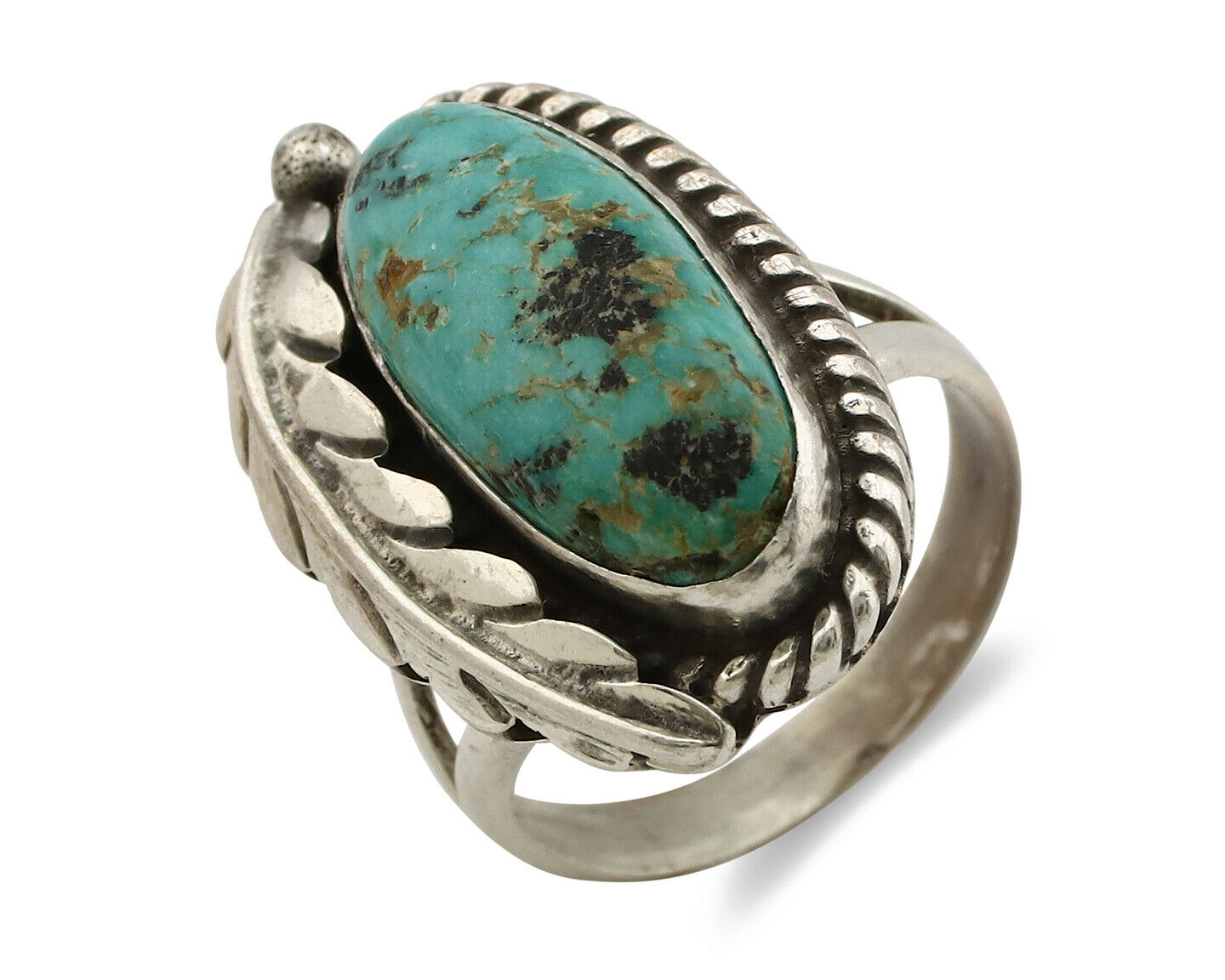 Navajo Ring .925 Silver Bisbee Turquoise Signed Apache Manufacturing C80s
