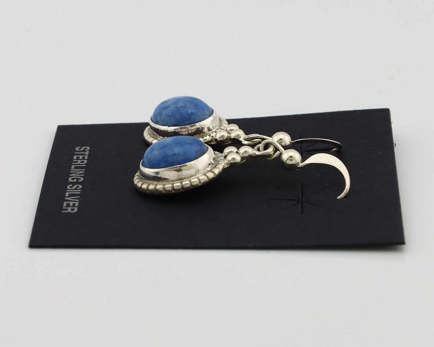 Navajo Earrings 925 Silver Natural Royal Blue Lapis Native American Artist C90s