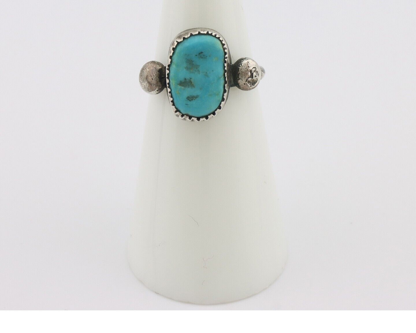 Navajo Handmade Ring 925 Silver Kingman Turquoise Native Artist C.80's