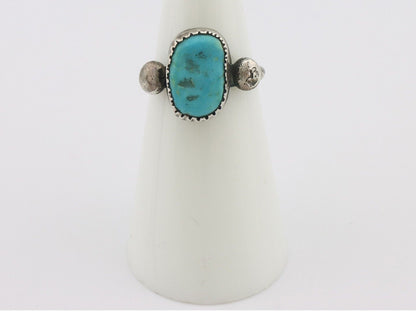 Navajo Handmade Ring 925 Silver Kingman Turquoise Native Artist C.80's