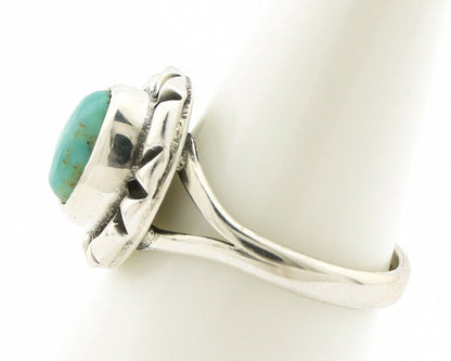 Navajo Ring .925 Silver Kingman Turquoise Artist Signed Gecko C.90's