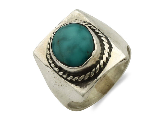 Navajo Ring .925 Silver Natural Turquoise Handmade Native American Artist C.80s