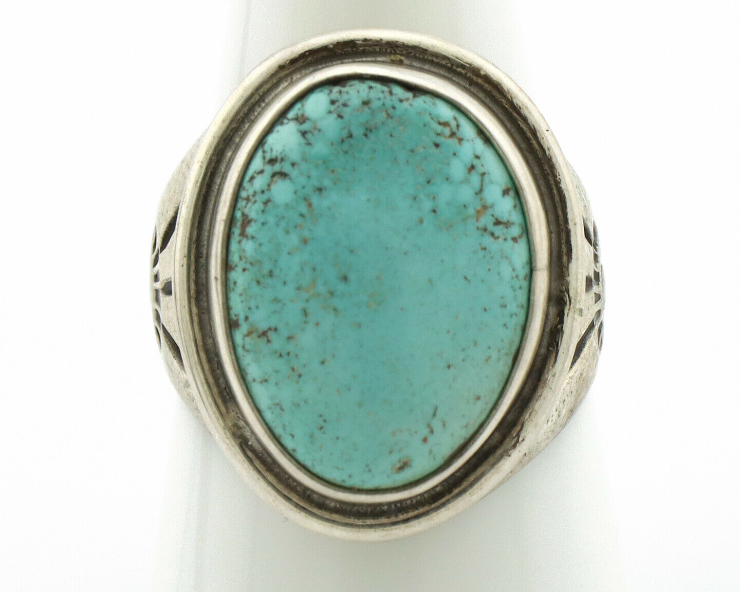 Navajo Ring .925 Silver Natural Blue Turquoise Native American Artist C.80's