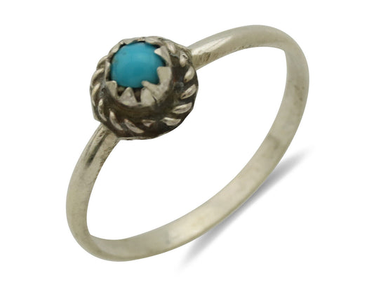 Navajo Ring .925 Silver Blue Turquoise Size 5.0 Native Artist C.1980s