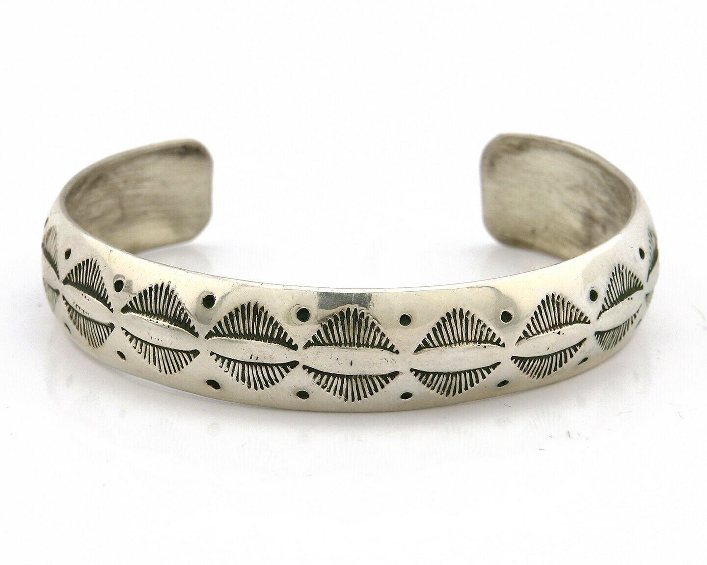 Navajo Bracelet .925 Silver Hand Stamped Artist Signed Tracy C.80's