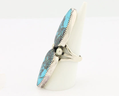 Navajo Ring 925 Silver Black & Blue Turquoise Artist Signed LTB C.80's