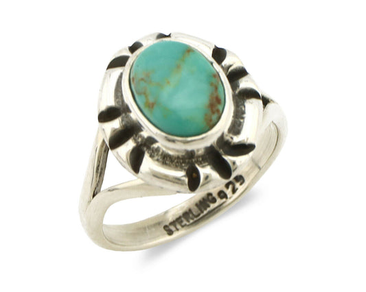 Navajo Ring .925 Silver Kingman Turquoise Artist Signed Gecko C.90's