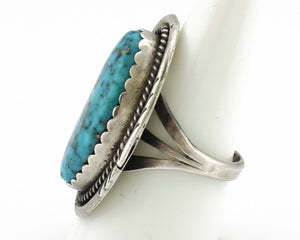 Navajo Ring 925 Silver Natural Mined Morenci Turquoise Signed Platero C.80's