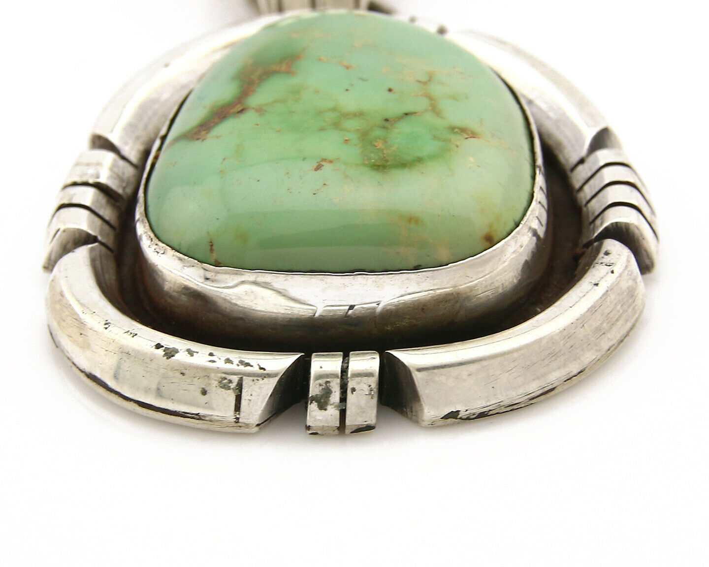 Navajo Pendant .925 Silver Royston Turquoise Signed Artist FT C.80's