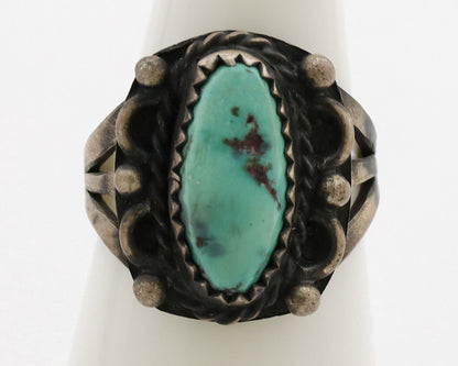 Navajo Ring .925 Silver Kingman Turquoise Artist Signed F C.80's