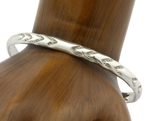 Navajo Bracelet .925 Silver Hand Stamped Arrow Head Artist V Montoya C.80's