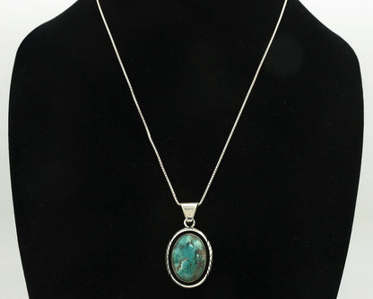 Navajo Necklace .925 Silver Nevada Turquoise Signed Setting Sun C.80's