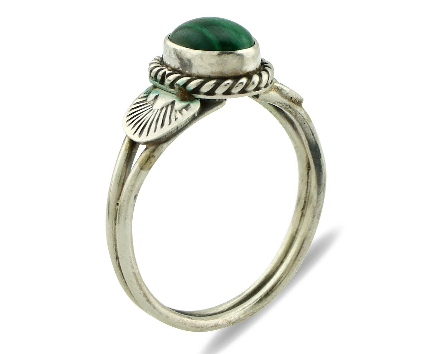 Navajo Ring 925 Silver Natural Mined Malachite Native American Artist C.80's