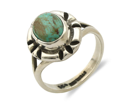 Navajo Ring .925 Silver Kingman Turquoise Artist Signed Gecko C.90's