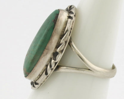 Navajo Ring .925 Silver Natural Mined Turquoise Native Artist Signed C.80's