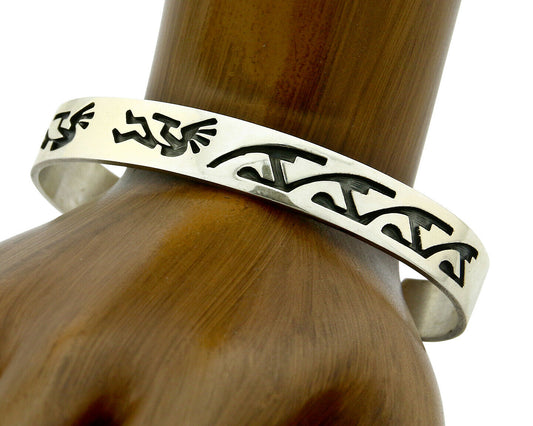 Navajo Bracelet Overlay Design .925 SOLID Sterling Silver Signed Artist SC C.80s