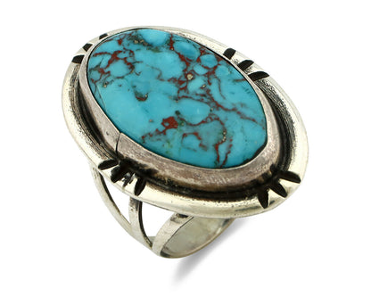 Navajo Ring .925 Silver Blue Turquoise Native American Artist C.80's