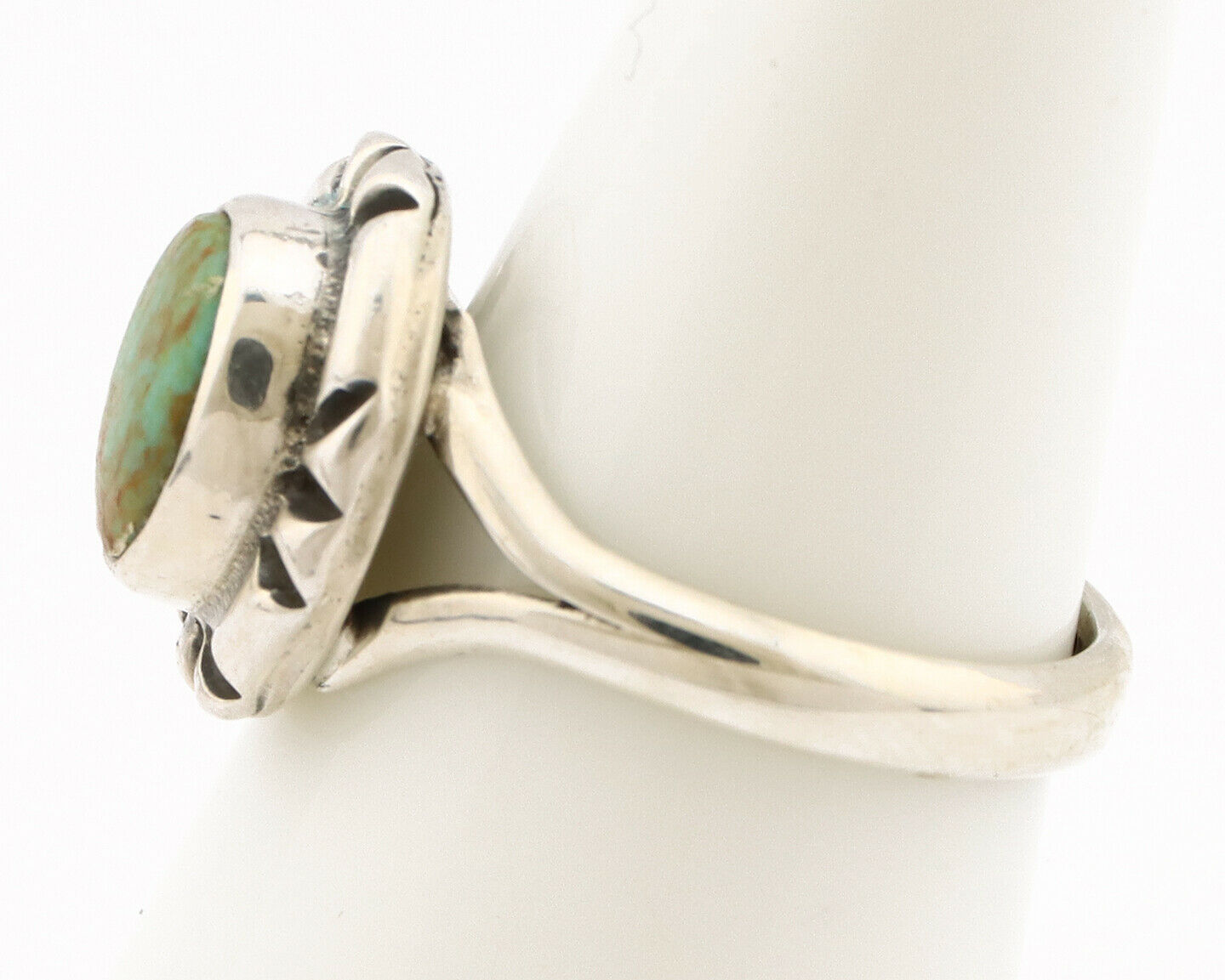 Navajo Ring .925 Silver Kingman Turquoise Artist Signed Gecko C.90's