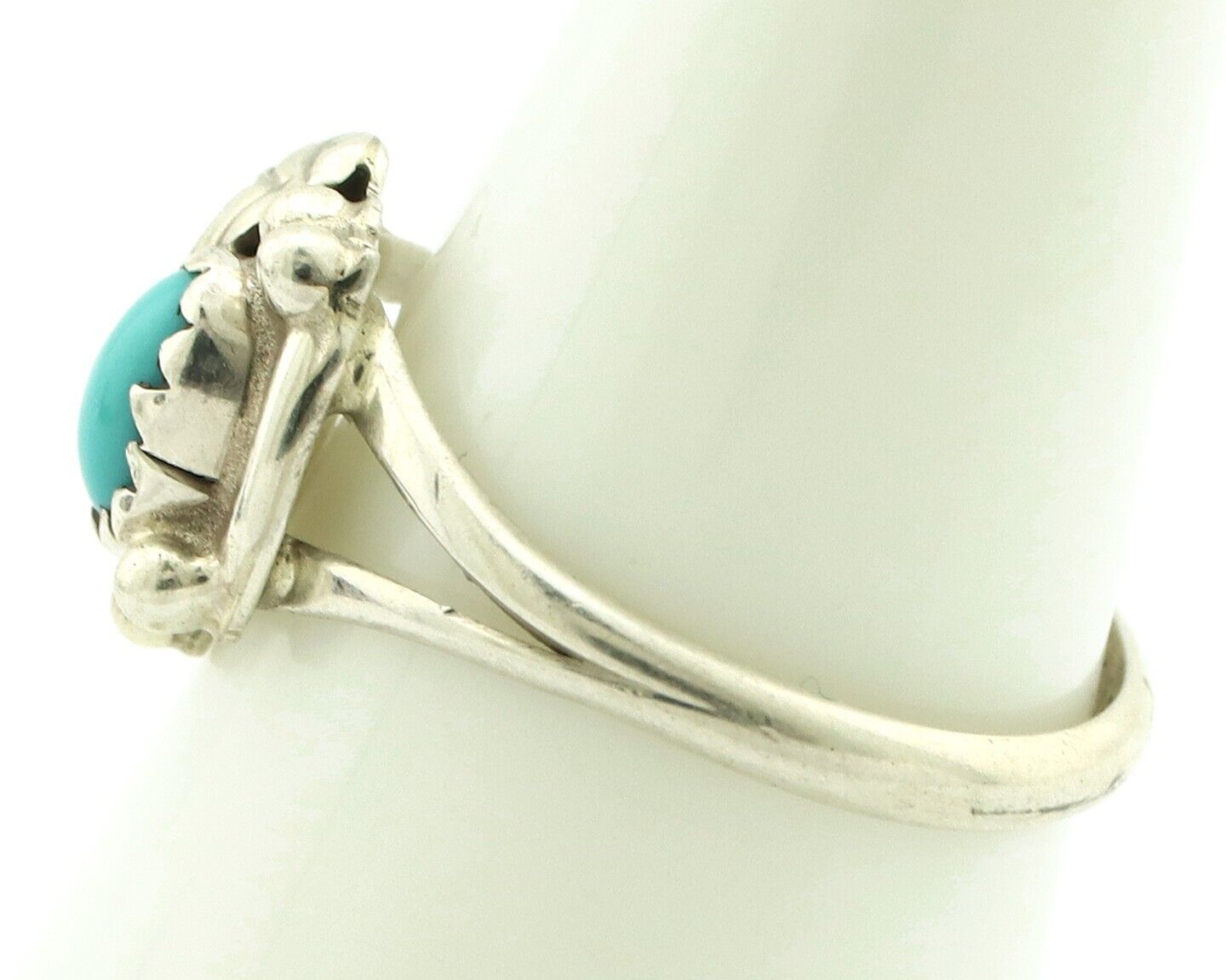 Navajo Ring .925 Silver Natural Blue Turquoise Artist Signed DT C.80's