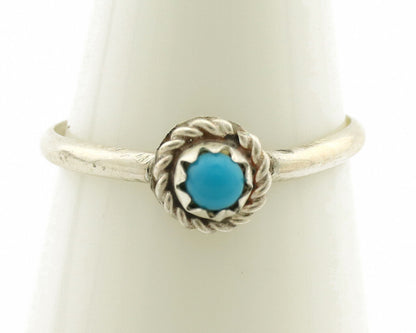 Navajo Ring .925 Silver Blue Turquoise Size 4.5 Native Artist C.1980s