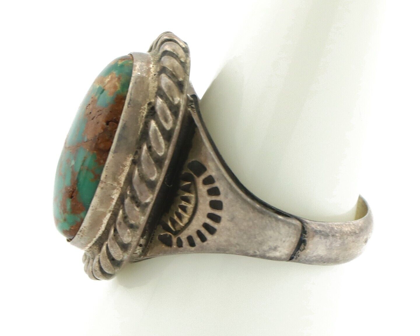 Navajo Ring 925 Silver Natural Turquoise Native American Signed C.80's