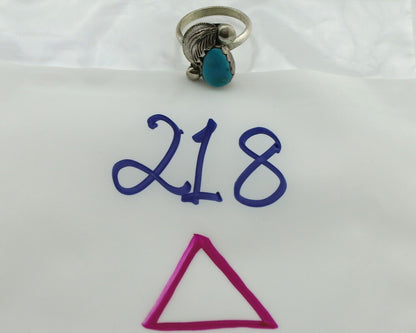 Zuni Ring 925 Silver Sleeping Beauty Turquoise Artist Signed Simplicio C.80's
