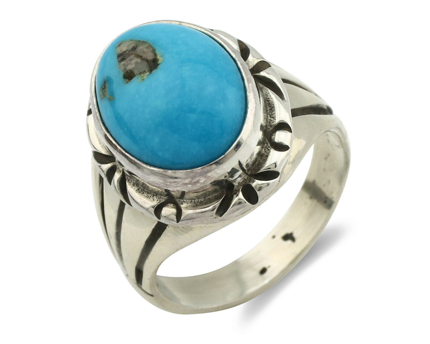 Navajo Ring .925 Silver Blue Southwest Turquoise Native Artist C.80's